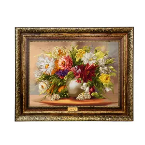 تابلو فرش ماشینی نقش نگار رضوی طرح گل کد 2250KH