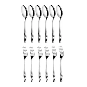 سرویس قاشق و چنگال غذاخوری 12 پارچه کاشینو مدل ابرویی