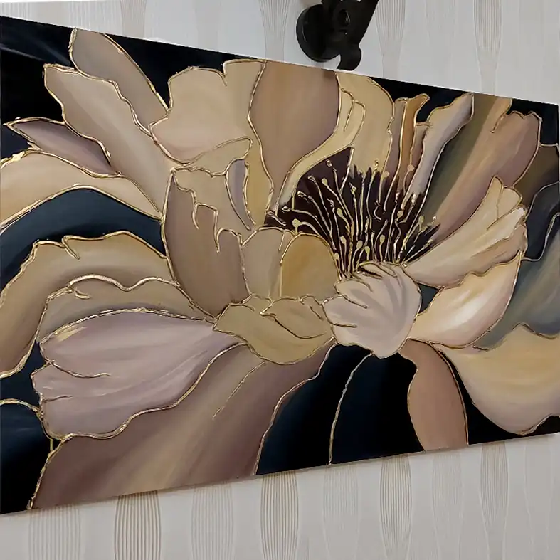 تابلو نقاشی ورق طلا طرح گل کد 0098