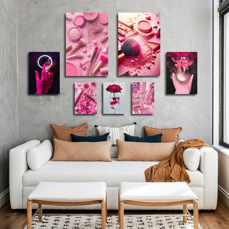 تابلو شاسی بکلیت طرح لوازم آرایش و میکاپ مدل SH-2831 مجموعه 7 عددی