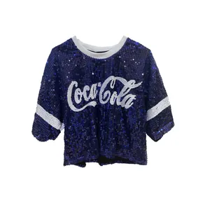 بلوز زنانه مدل پولکی رنگ آبی