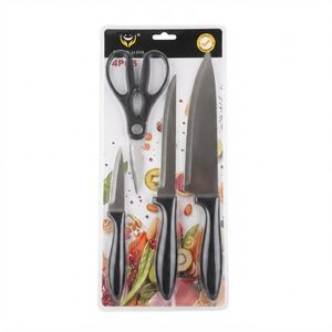سرویس چاقو 4 پارچه با تیغه استیل و با دسته پلاستیک مدل HE-290