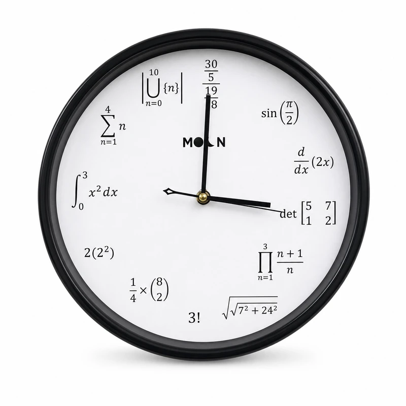 ساعت دیواری عقربه ای با نشانگر عددی مدل MOON-12 طرح ریاضیات 