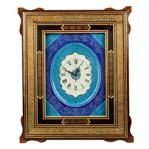 ساعت دیواری خاتم کاری مدل لچک ترنج کد pp3040