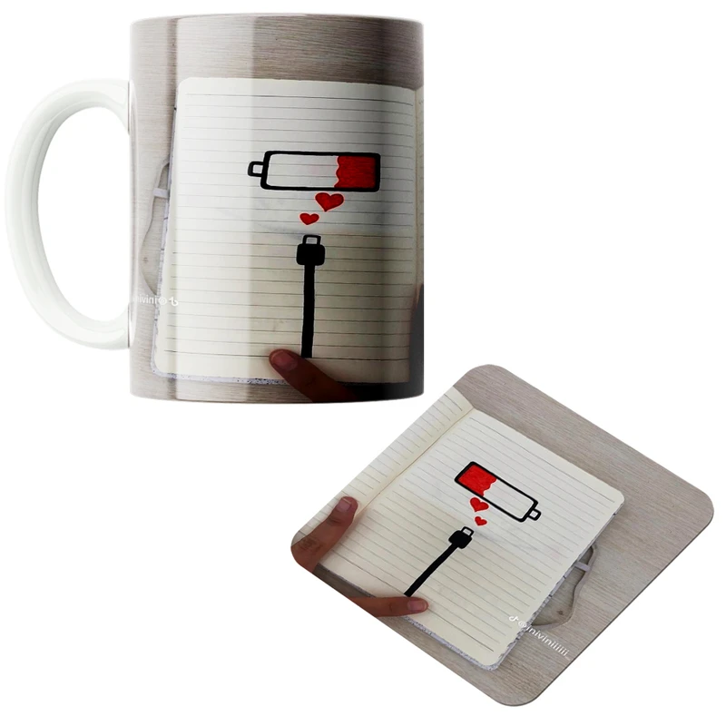 ماگ پاد آفرین مدل شارژر موبایل کد 01 به همراه زیر لیوانی 