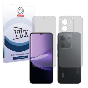 VWK Tough model matte screen protector suitable for Xiaomi Redmi 15C 5G mobile phone along with the back protector