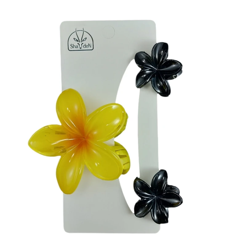 کلیپس مو زنانه شادن مدل گل پلومریا کد M08 بسته 3 عددی