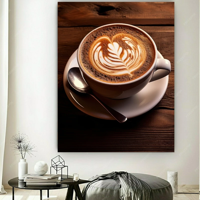 تابلو بوم طرح مخمل فنجان مدل قهوه کد GR1318