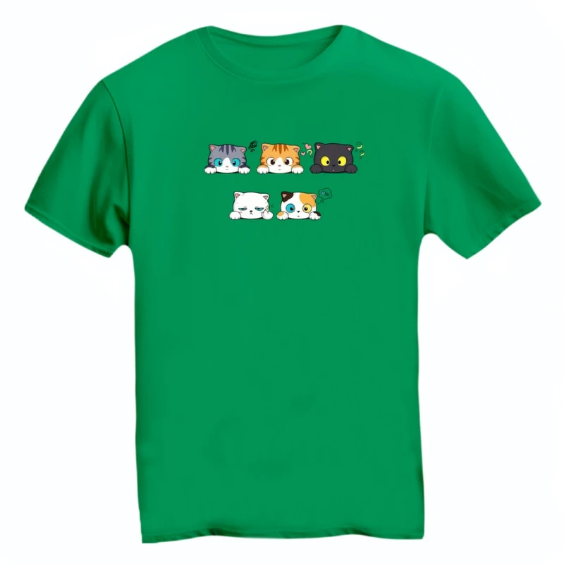 تی شرت آستین کوتاه زنانه مدل گربه های متعجب