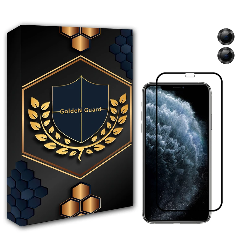 محافظ لنز دوربین رینگی مدل گلدن گارد مناسب برای گوشی موبایل اپل Iphone 13  به همراه محافظ صفحه شیشه ای