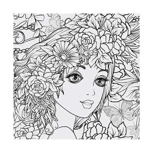 بوم رنگ آمیزی کد NIL_P8 مدل دختر و گل سایز 50x50 سانتی متر