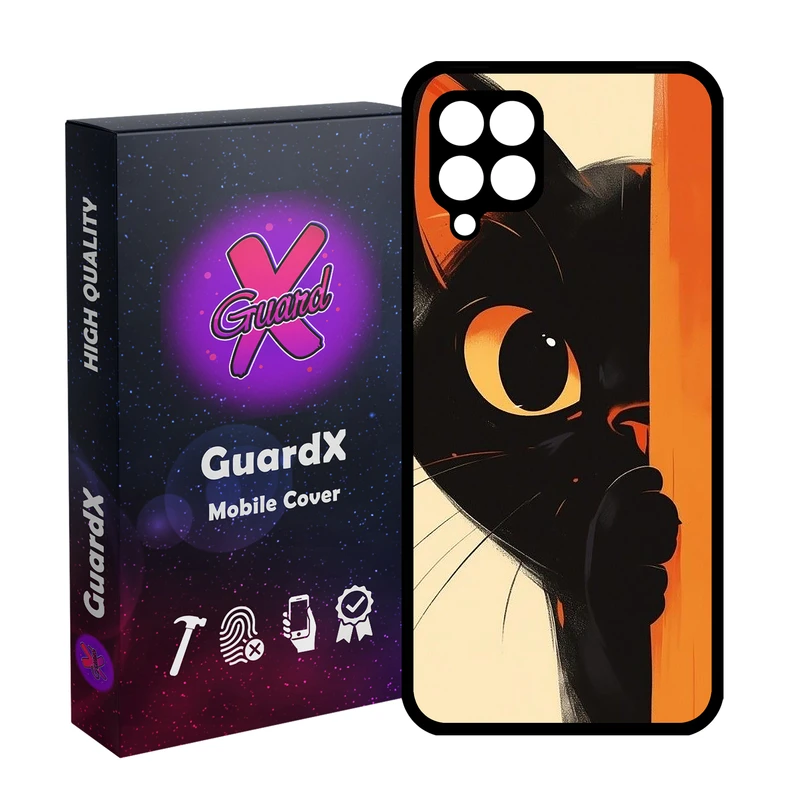 کاور گارد ایکس طرح گربه مدل Glass10730 مناسب برای گوشی موبایل سامسونگ Galaxy A12/M12/F12