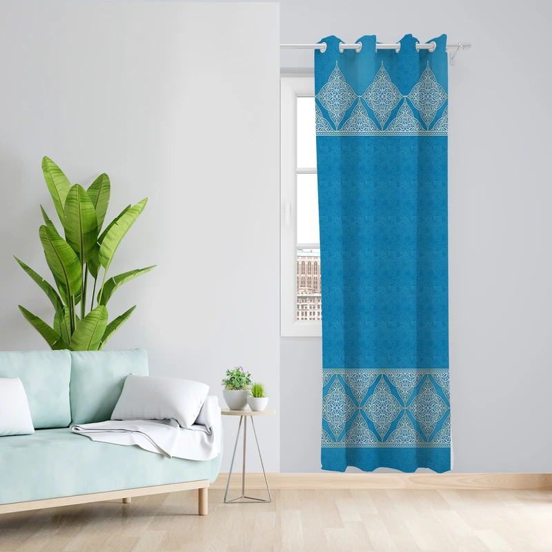 پرده طرح گل مدل مخمل پانچی کد L 1057R Z سایز 140x200 سانتی متر