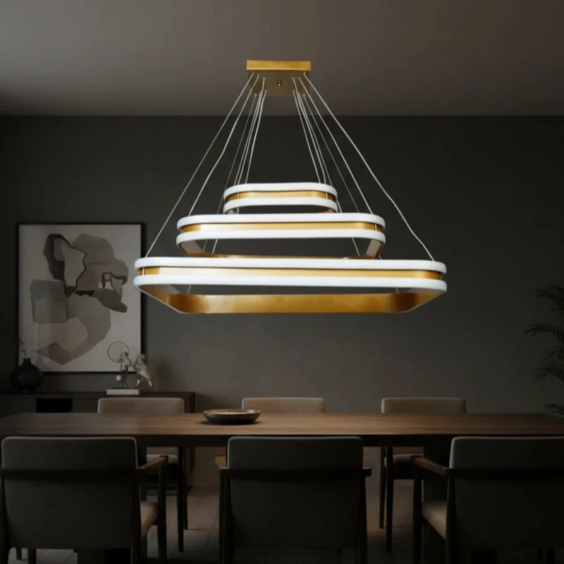 لوستر 6 شعله نور از ما رشکان مدل SET.SQUARE.3LINE