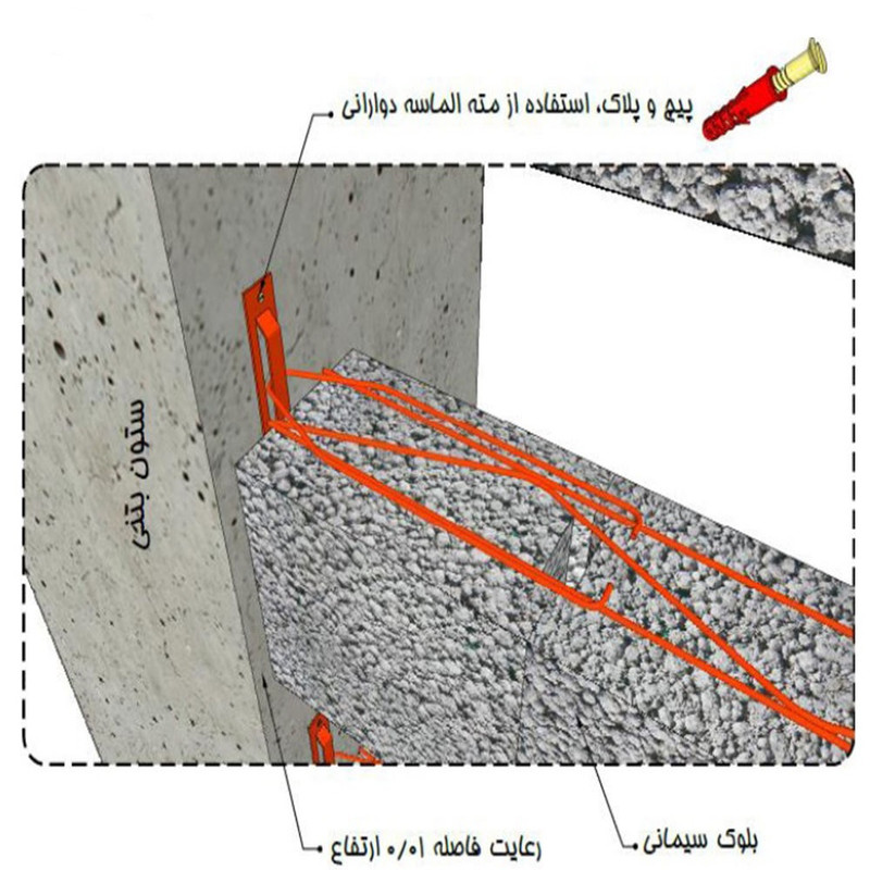 قلاب میلگرد بستر گالوانیزه مدل B10-15-30 بسته 50 عددی