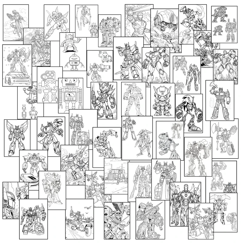 مقوا رنگ آمیزی مدل رباتی A4803 سایز 21×15 سانتی متر مجموعه 48 عددی