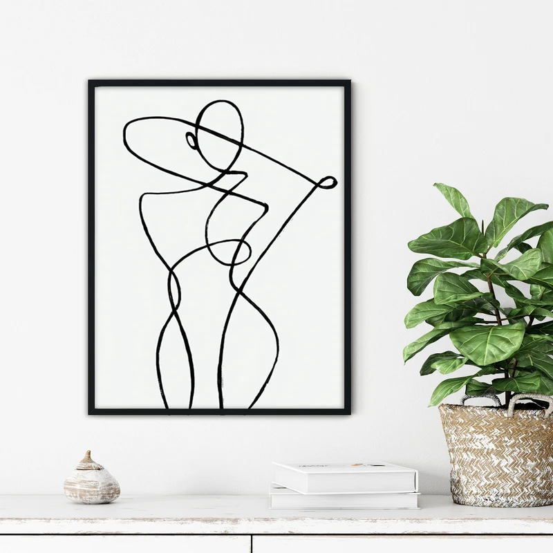 تابلو آتریسا طرح لاین آرت مدرن مدل ATFL27 فریم مشکی