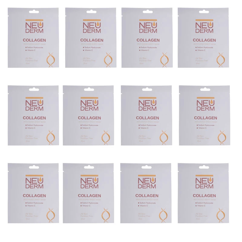 ماسک صورت نئودرم مدل Collagen مناسب برای انواع پوست حجم 25 میلی لیتر بسته 12 عددی