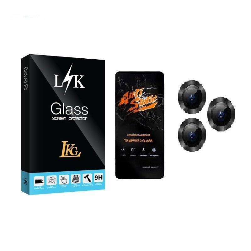 محافظ صفحه نمایش ال کا جی مدل LK Anti Static مناسب برای گوشی موبایل سامسونگ Galaxy A54 به همراه محافظ پشت گوشی و لنز دوربین