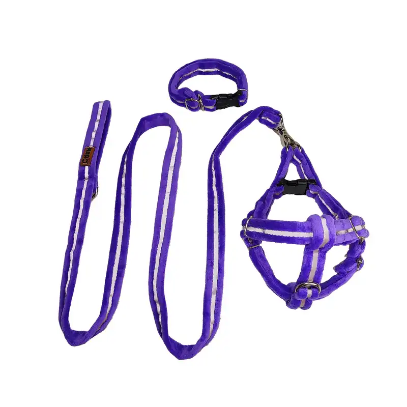 قلاده کتفی و بند قلاده سگ و گربه مدل مخملی کد s04