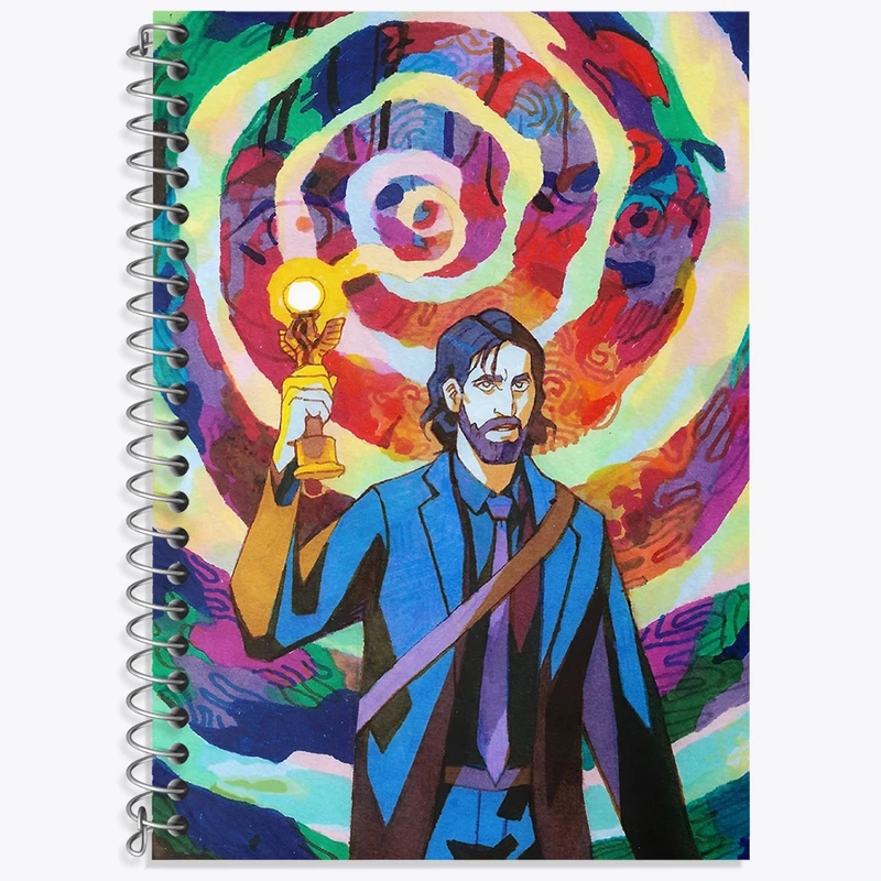 دفتر زبان 50 برگ خندالو مدل دو خط طرح بازی آلن ویک (Alan Wake) کد 31318