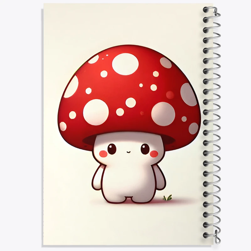 دفتر ژورنال نویسی 50 برگ خندالو مدل نقطه ای طرح قارچ کیوت کد F8173