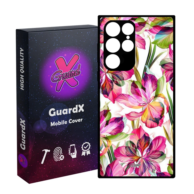 کاور گارد ایکس طرح گل مدل Glass10677 مناسب برای گوشی موبایل سامسونگ Galaxy S22 Ultra
