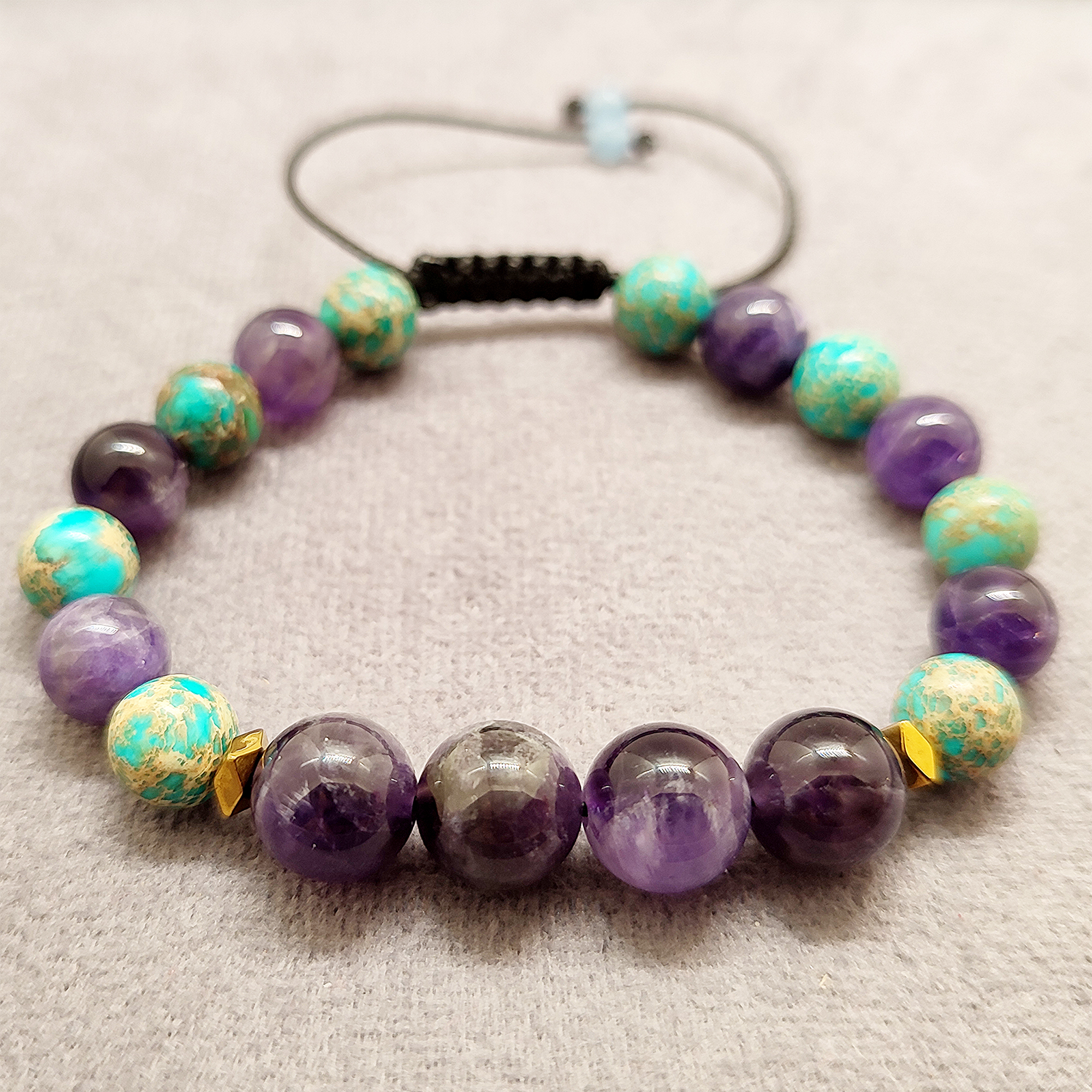 دستبند زنانه مدل آمیتیست و فیروزه