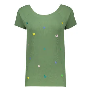 بلوز آستین کوتاه زنانه مدل گلدوزی قلب کد 1104021