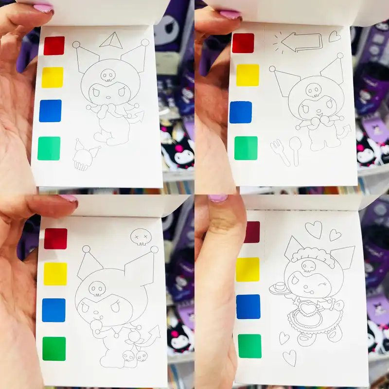 دفتر رنگ آمیزی 12 برگ مدل آبرنگی طرح کورومی به همراه قلمو