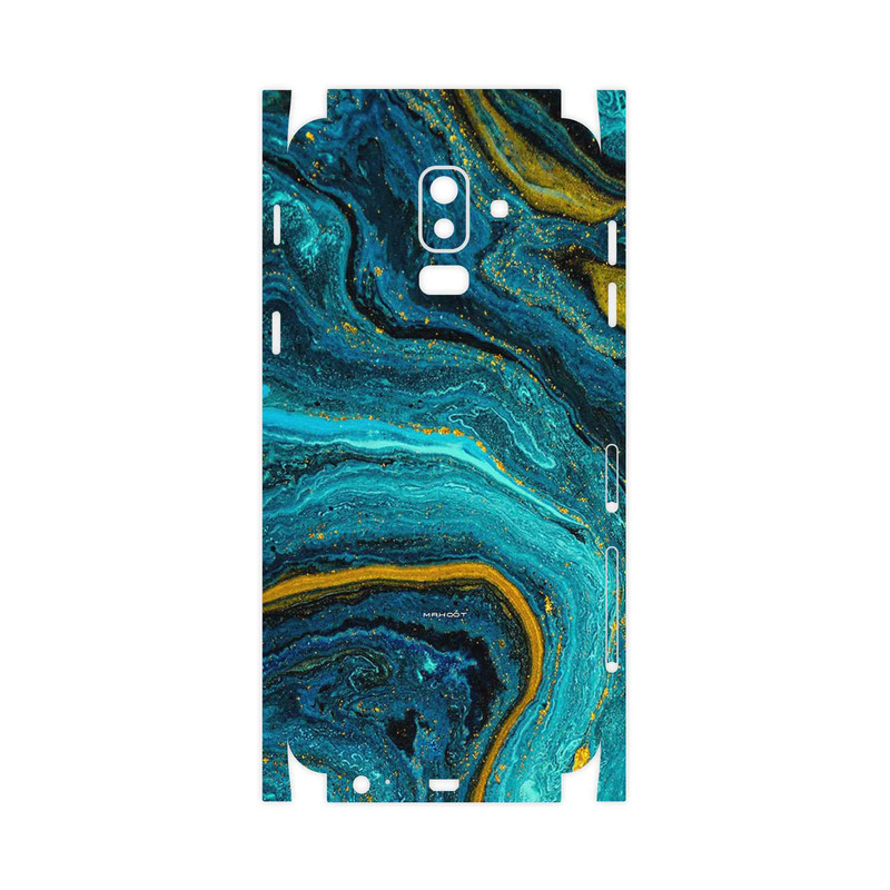 برچسب پوششی ماهوت مدل Turquoise marblewith golden streaks-FullSkin مناسب برای گوشی موبایل سامسونگ Galaxy J8