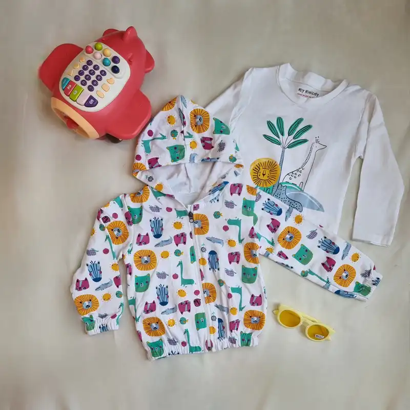 ست 3 تکه لباس دخترانه مدل حیوانات