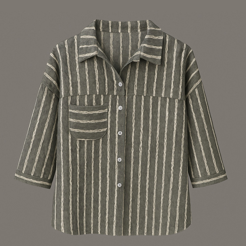 شومیز آستین سه ربع یقه برگردان زنانه کد 28262