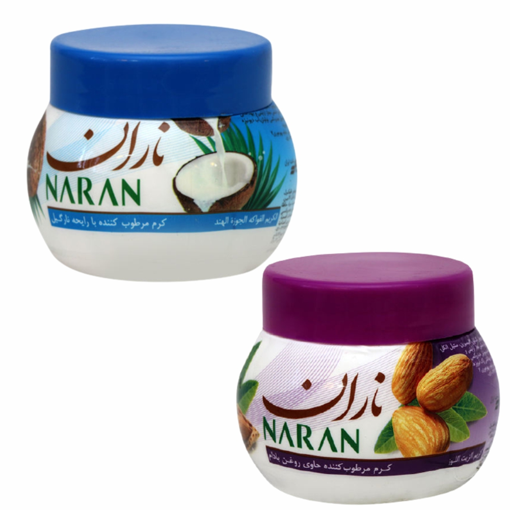 کرم مرطوب کننده ناران مدل نارگیل حجم 180 میلی لیتر به همراه کرم مرطوب کننده مدل بادام حجم 180 میلی لیتر