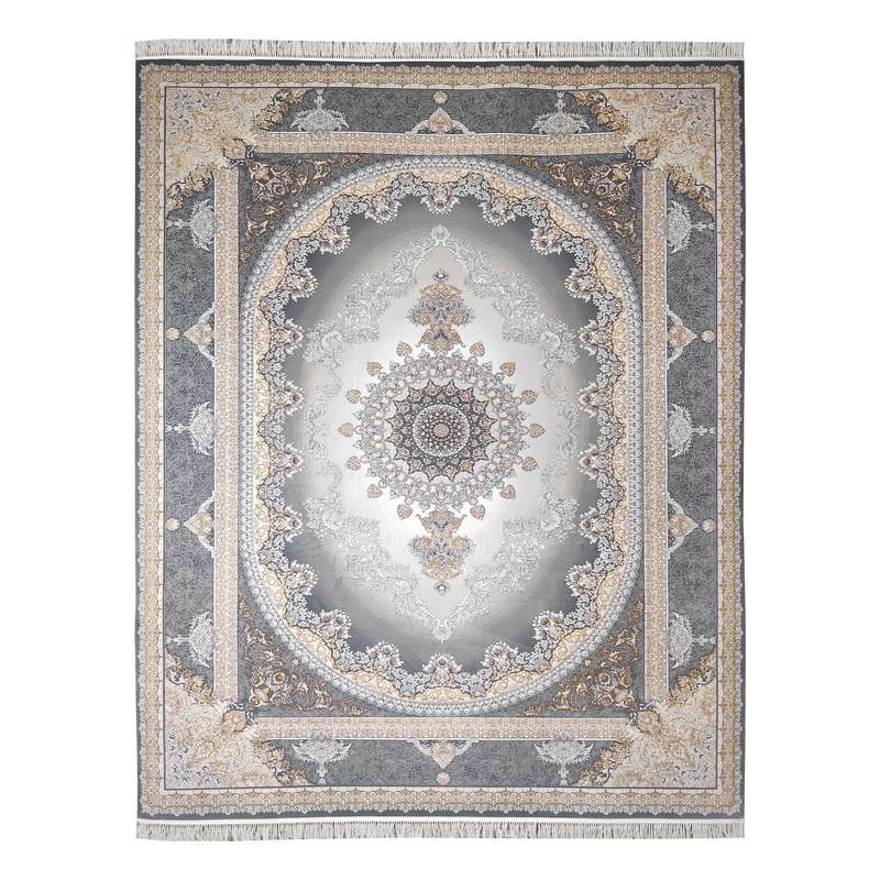 فرش ماشینی 700 شانه فرش مشهد زمینه و حاشیه طوسی کد 723502