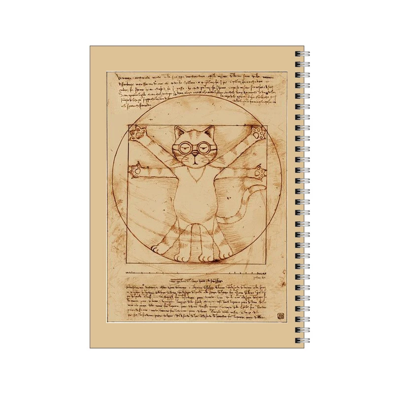 دفتر مشق 100 برگ بامبیلیپ طرح تناسبات طلایی گربه داوینچی کد 5968605