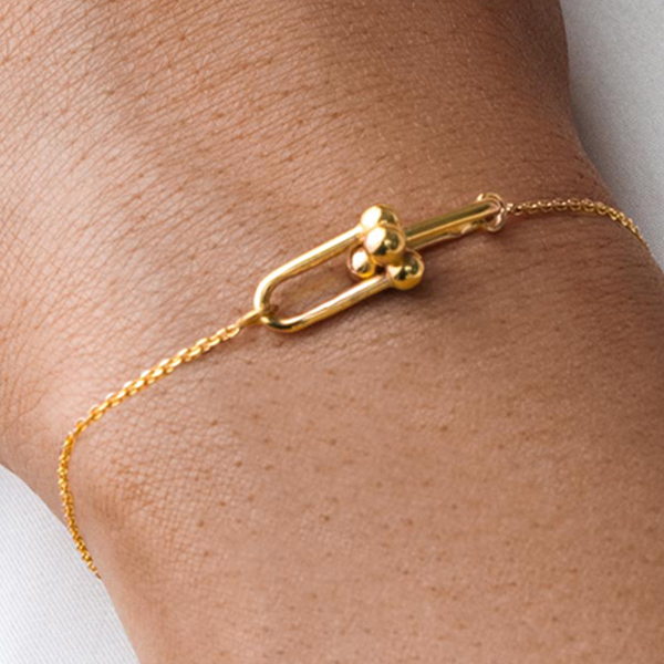 دستبند طلا 18 عیار زنانه ماوی گالری مدل تیفانی دو و زنجیر -  - 3