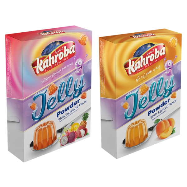 پودر ژله میوه‌های استوایی و زردآلو کهربا - 100 گرم مجموعه 2 عددی