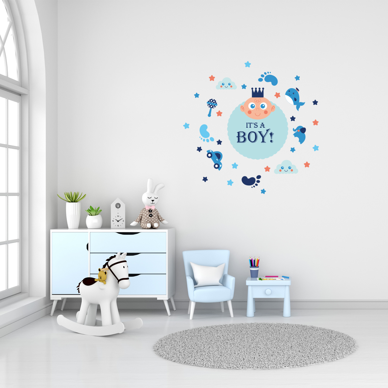 استیکر دیواری کودک مدل پسر کوچولو کد 9019