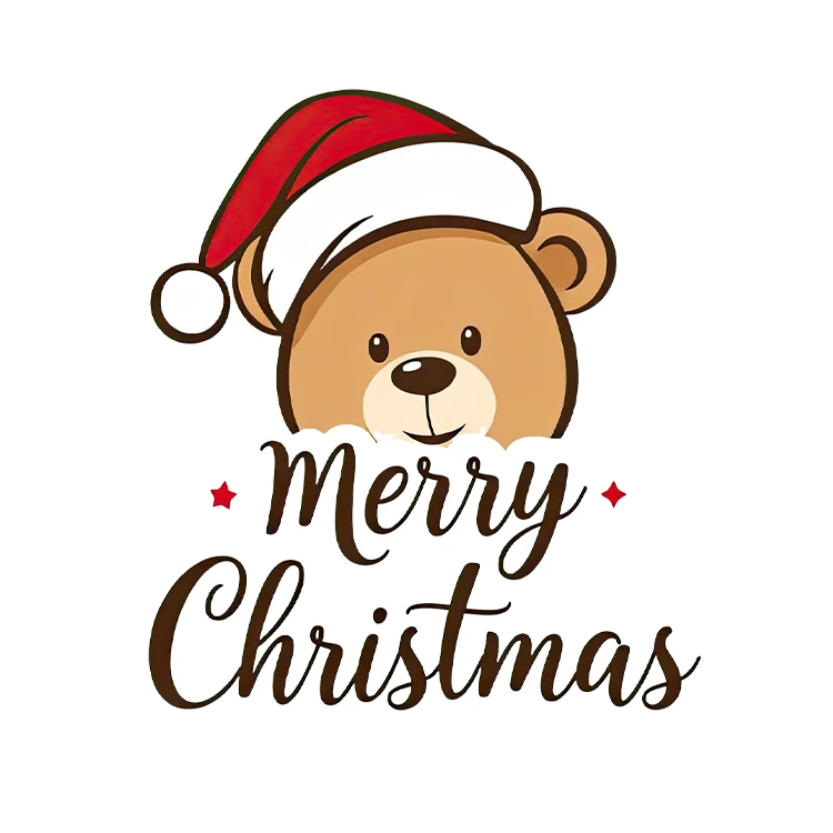 استیکر پارچه و لباس پاد آفرین مدل کریسمس طرح خرس تدی کد S3098