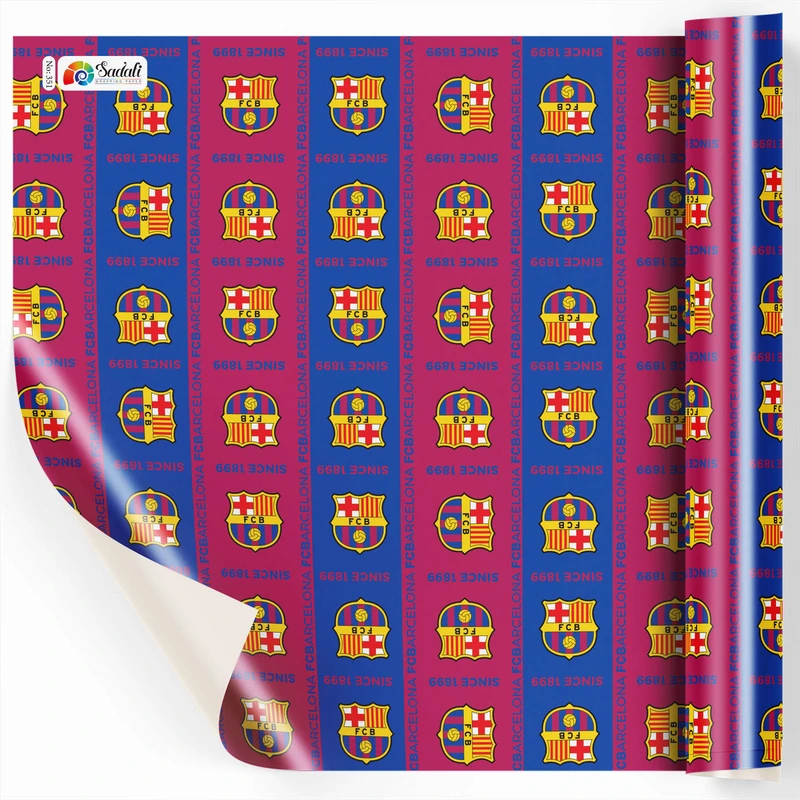 کاغذ کادو صدفی طرح بارسلونا سایز 50*70 سانتی متر بسته 5 عددی 