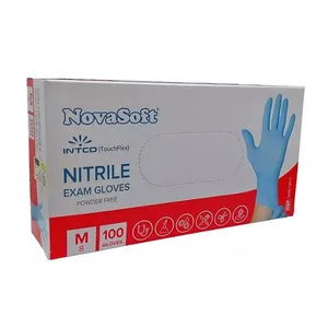 دستکش نیتریل غیر پودری اینتکو مدل نواسافت سایز متوسط (M) بسته 100 عددی