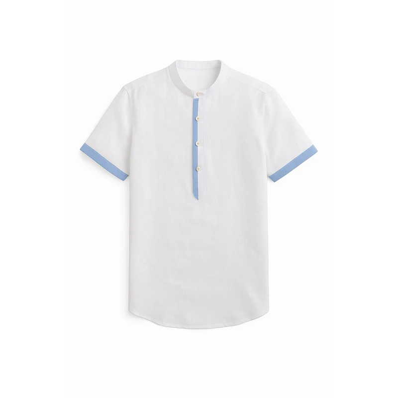 پیراهن آستین کوتاه یقه ایستاده مردانه پیاتزا ایتالیا مدل BS7777