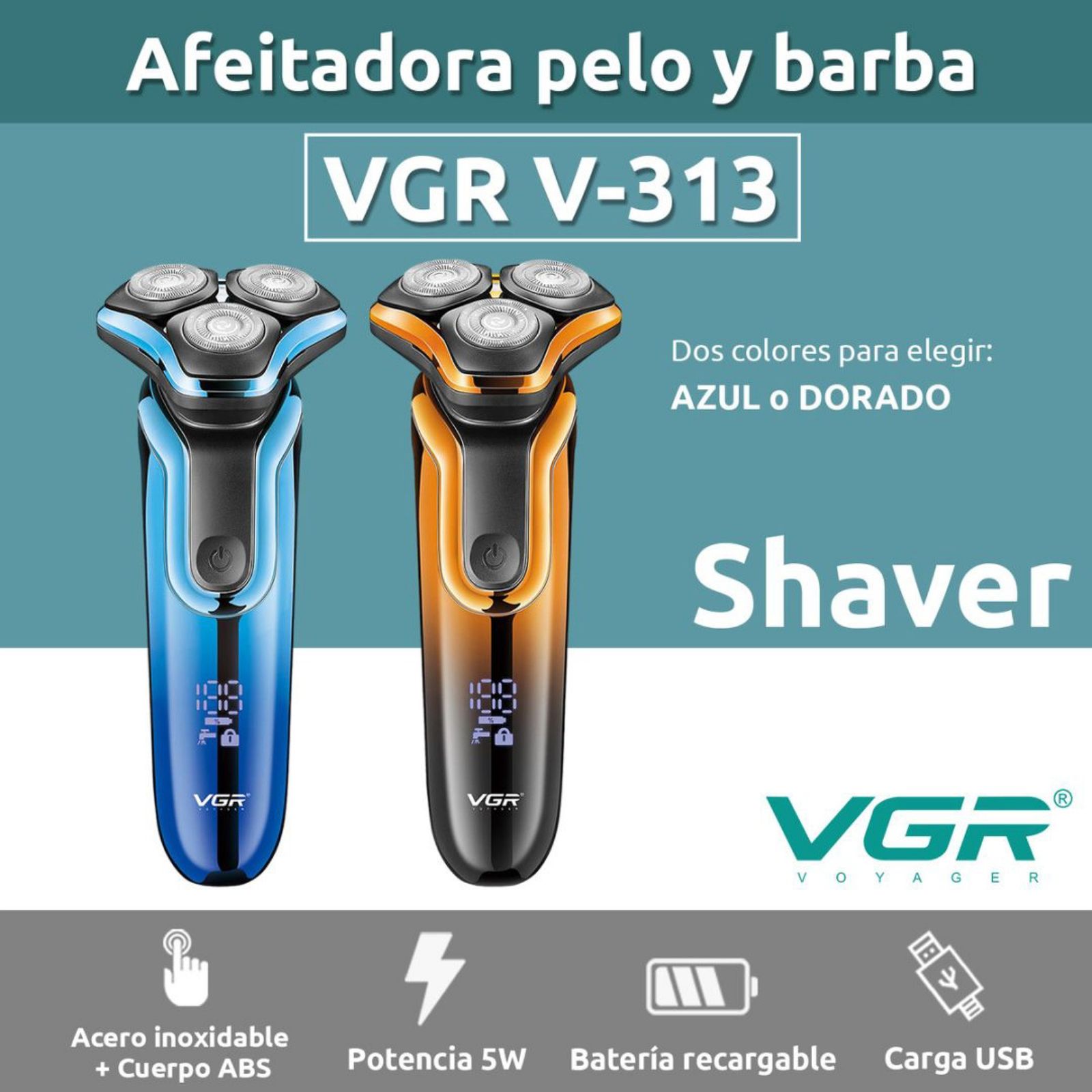 ست ماشین اصلاح موی صورت و بدن شارژی وی جی ار مدل V313 -  - 2