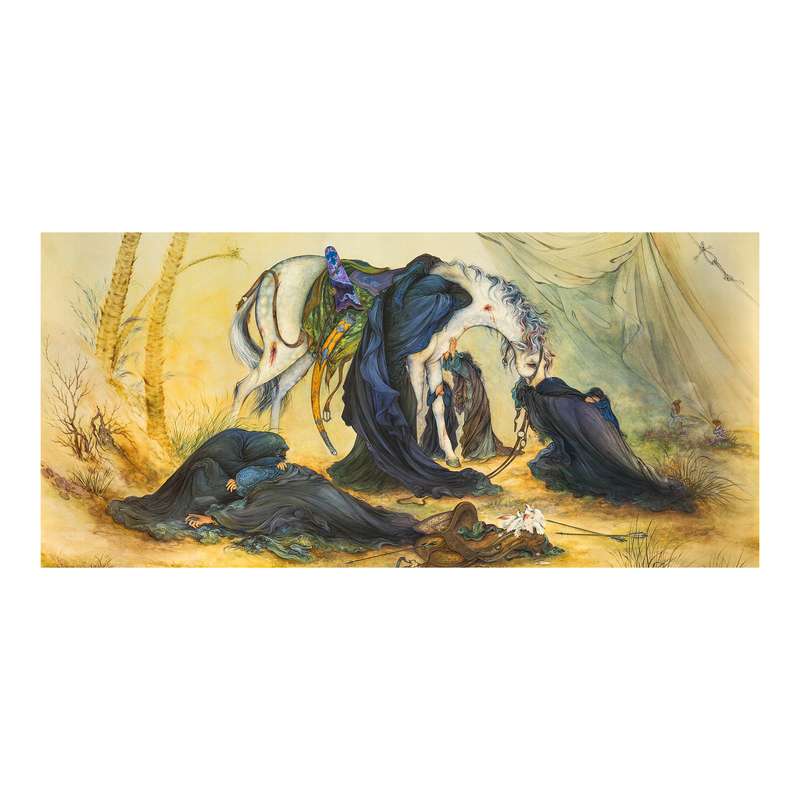 پرچم مدل کتیبه پشت منبری طرح عصر عاشورا کد 7602S