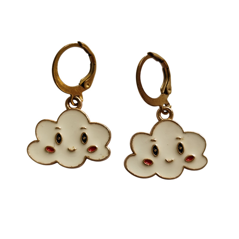 گوشواره دخترانه  مدل حلقه ای طرح ابر خندان