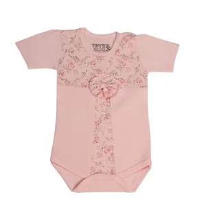 بادی آستین کوتاه نوزادی دخترانه تینی تاپ مدل گل