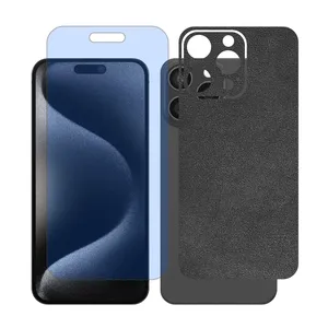 Glass Together model anti blue matte screen protector suitable for Apple iPhone 15 Pro Max mobile phone with cover sticker on the back of the phone