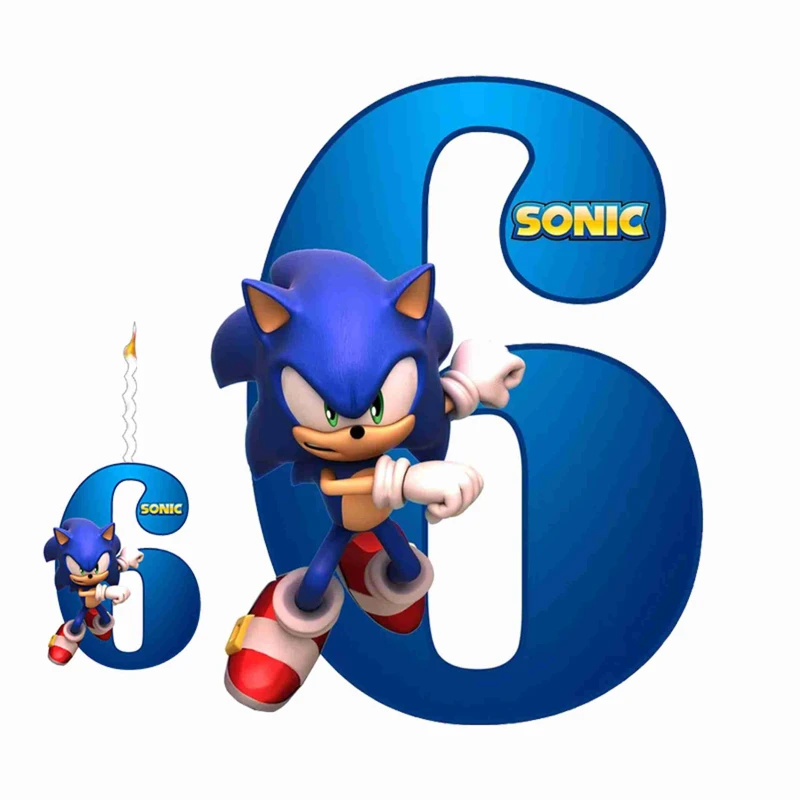 استند تولد مدل عدد 6 طرح سونیک به همراه شمع