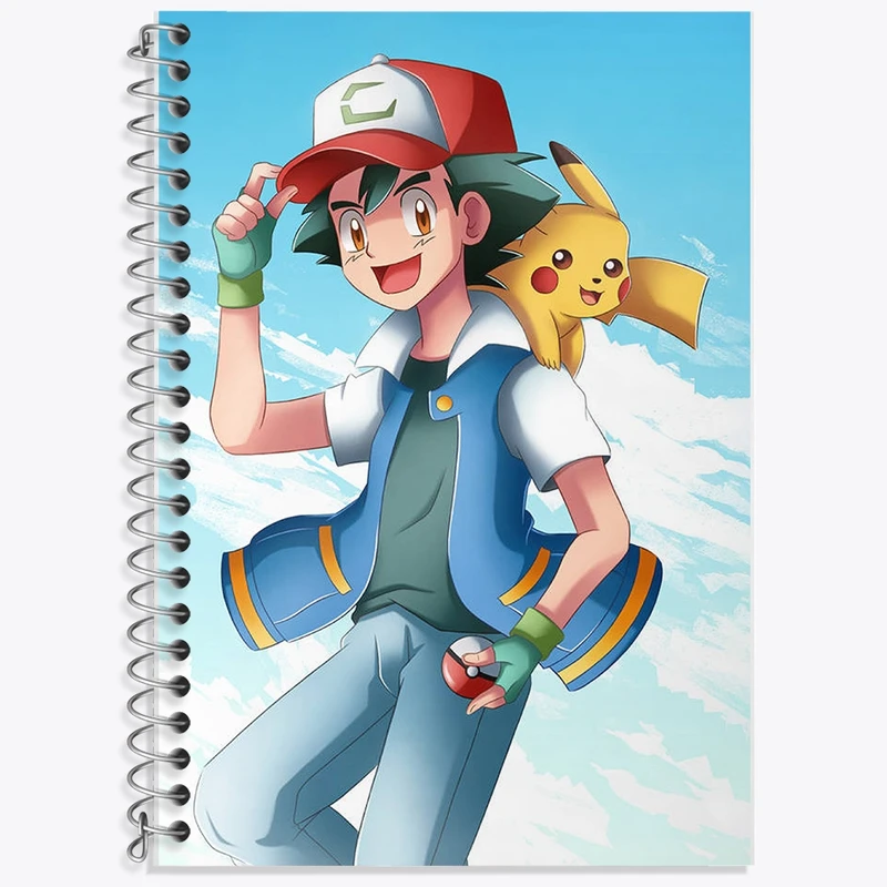 دفتر زبان 50 برگ خندالو مدل سه خط طرح انیمه پوکمون (Pokemon) کد F2037